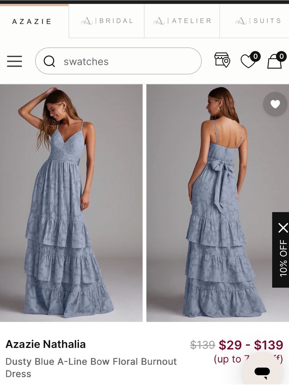 Azazie Dusty Blue Tiered Floral Burnout Maxi Dress - Picture 1 of 3